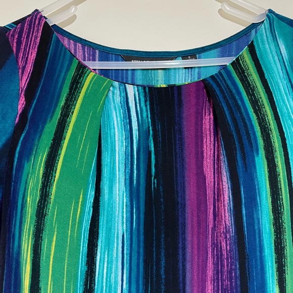 Nina Leonard Size Small Multicolour Stretch Midi Dress Short Sleeve - Picture 4 of 9